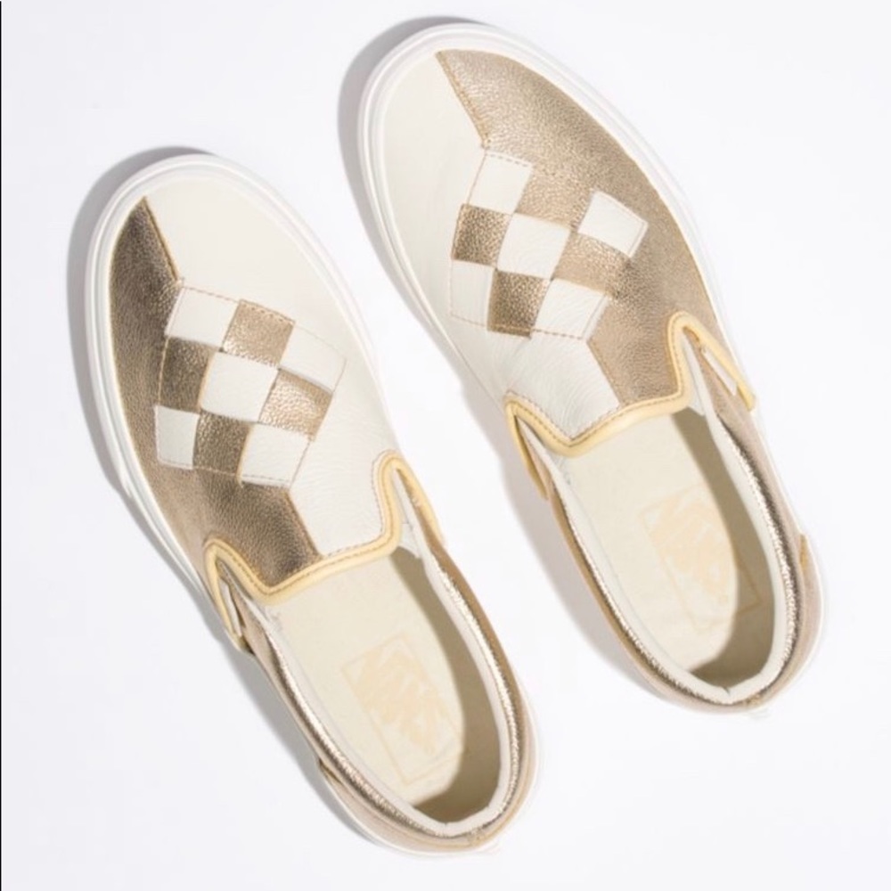 Vans woven leather slip ons